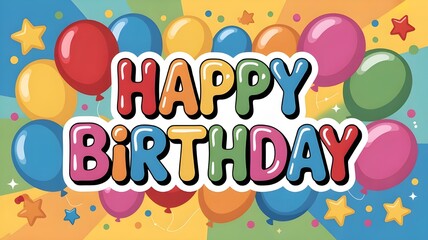 happy birthday texture background with colors balloons digital illustration