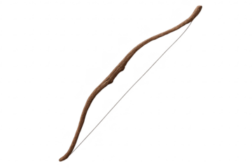 Elegant Wooden Bow and Arrow on a transparent background, isolated