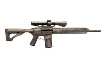 Vintage sniper rifle on transparent background studio shot weapon.