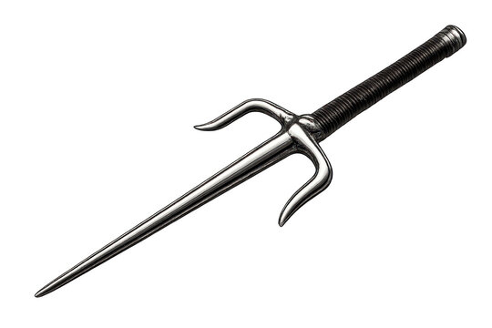 Sai weapon studio shot on a transparent background with handle wrapping.