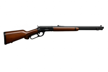 Lever-Action Rifle, Wood Stock, and transparent background isolated photo