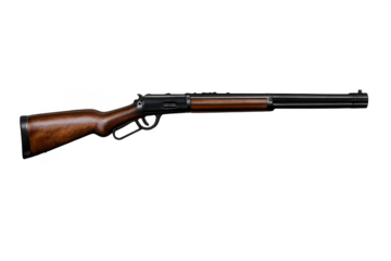 Vintage lever-action rifle on transparent background for design needs.