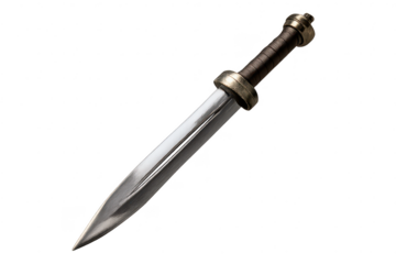 Roman Gladius short sword isolated on transparent background, sharp steel