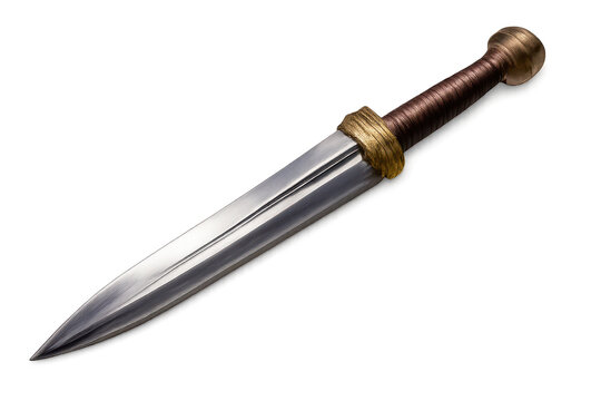 Roman Gladius sword isolated on a transparent background detailed shot