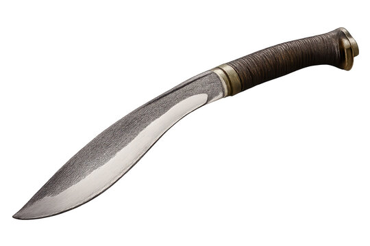 Kukri knife closeup with transparent background for easy integration.