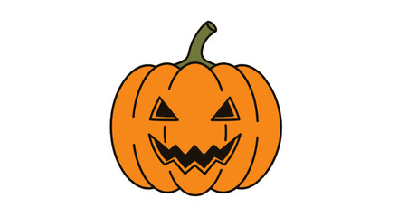 Fototapeta premium Classic orange jack-o-lantern with a spooky carved face for Halloween.