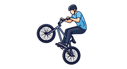 Obraz premium BMX Rider Performing Wheelie with Helmet and Gloves.