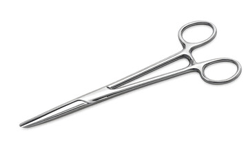 Surgical hemostat with a transparent background. Medical equipment.