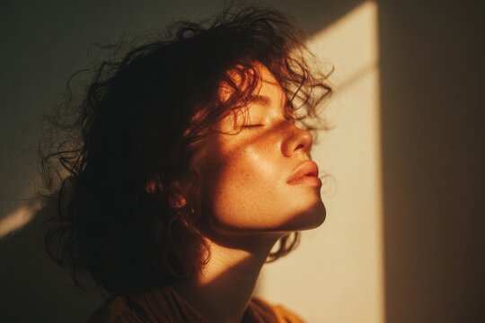Portrait of a person with soft lighting against a plain background