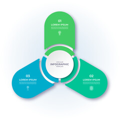 Vector infographic cycle diagram with 3 steps, parts, segments. Infographic circular template that can be used for report, business analytics, data visualization, presentation.