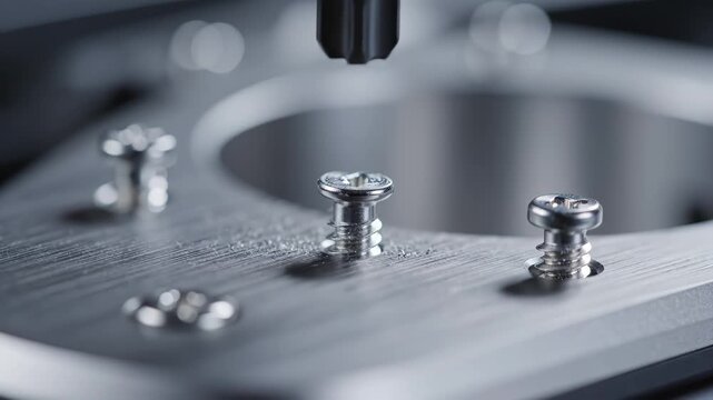 Closeup of screws and mechanical tool