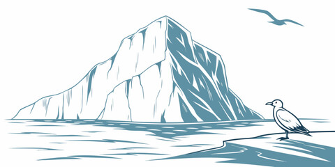 Iceberg with seagulls