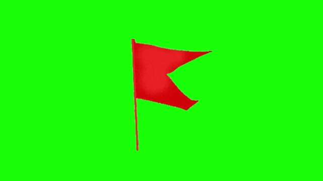 red flags on green background