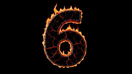 A fiery number 6 stands out against a dark background