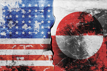 flag of the United States of America and the flag of Greenland on the wall