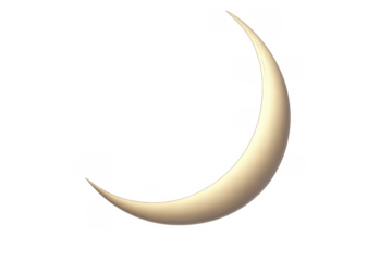 Golden 3d crescent moon symbolizing new beginnings, religion, ramadam and eid. Isolated on transparent background