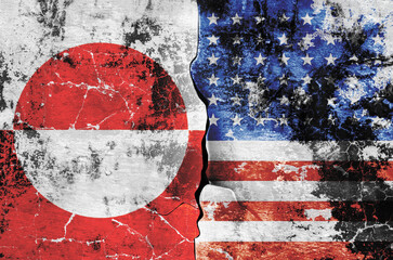 flag of the United States of America and the flag of Greenland on the wall