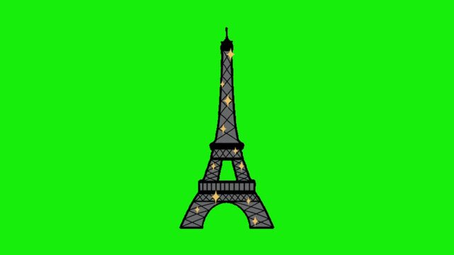eiffel tower paris on green background