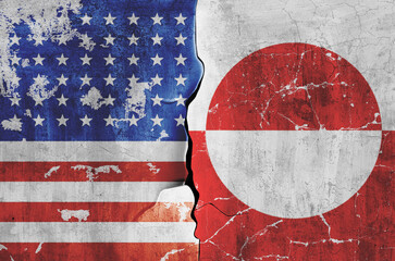 flag of the United States of America and the flag of Greenland on the wall