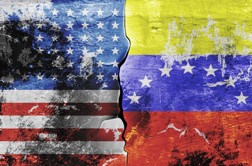 flag of the United States of America and the flag of Venezuela on the wall
