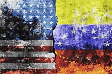 flag of the United States of America and the flag of Venezuela on the wall