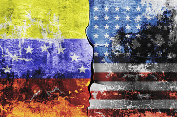 flag of the United States of America and the flag of Venezuela on the wall