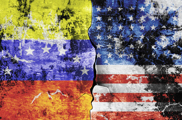 flag of the United States of America and the flag of Venezuela on the wall
