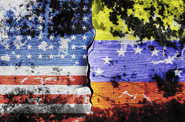flag of the United States of America and the flag of Venezuela on the wall