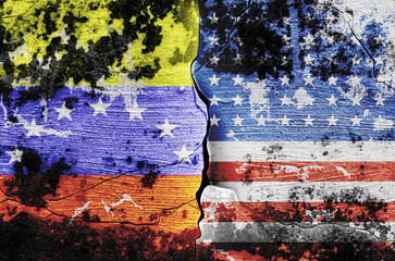 flag of the United States of America and the flag of Venezuela on the wall