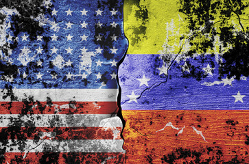 flag of the United States of America and the flag of Venezuela on the wall