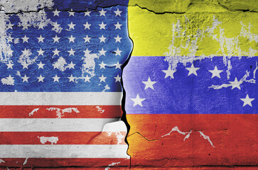 flag of the United States of America and the flag of Venezuela on the wall