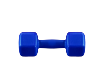 dumbbell Single blue  isolated on transparent background, png	