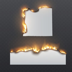 Effect of burning paper and edges, realistic fire and light.