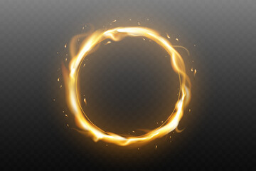 Magic fire ring effect with glowing flames.