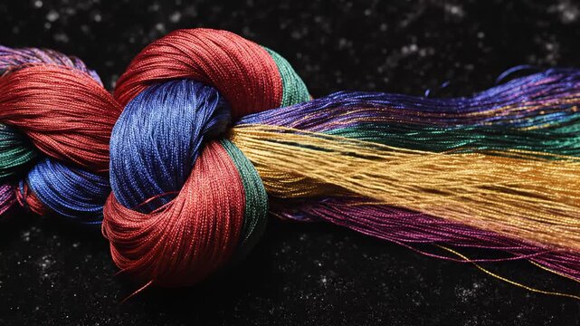 Colorful threads in hand