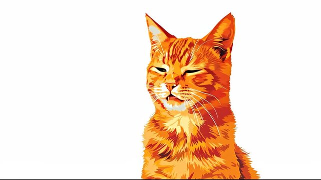 Stylized orange tabby cat portrait on white background.