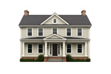 Two story house with porch on transparent background illustration