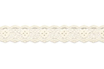 Seamless ivory floral lace border with transparent background