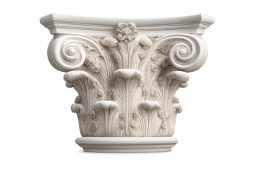 Ornate Capital Stone Carving isolated with transparent background image