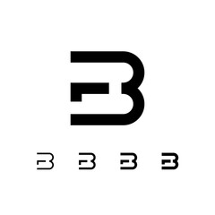 Letter B, digital alphabet cyber font, including set of four different letters, vector illustration 10EPS