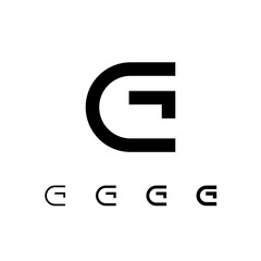 Letter G, digital alphabet cyber font, including set of four different letters, vector illustration 10EPS