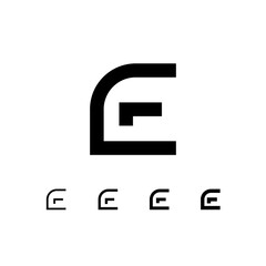 Letter E, digital alphabet cyber font, including set of four different letters, vector illustration 10EPS