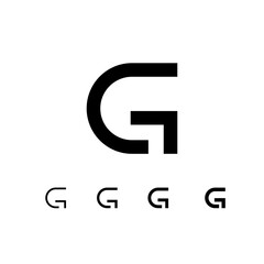 Letter G, digital alphabet cyber font, including set of four different letters, vector illustration 10EPS