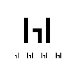 Letter H, digital alphabet cyber font, including set of four different letters, vector illustration 10EPS