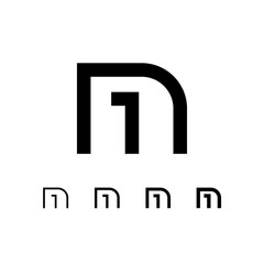 Letter M, digital alphabet cyber font, including set of four different letters, vector illustration 10EPS