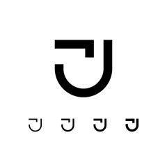 Letter J, digital alphabet cyber font, including set of four different letters, vector illustration 10EPS
