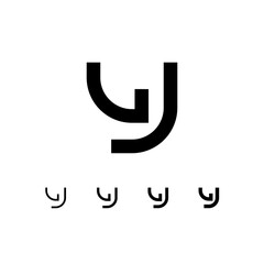 Letter Y, digital alphabet cyber font, including set of four different letters, vector illustration 10EPS