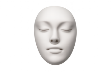 Human face mask with closed eyes on transparent background portrait