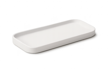 Modern white tray on a transparent background for product placement.
