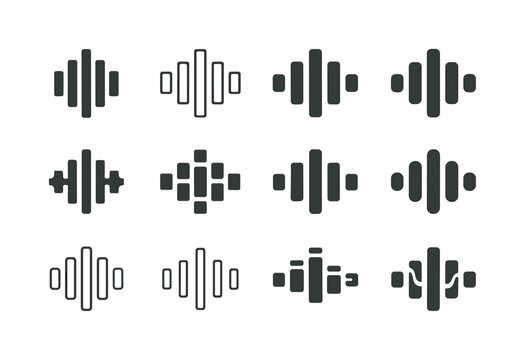 Music Logo Variations. song. Icon set. Set Logo of song: music equalizer bars. harmonious logo variations of the same emblematic concept, each with different